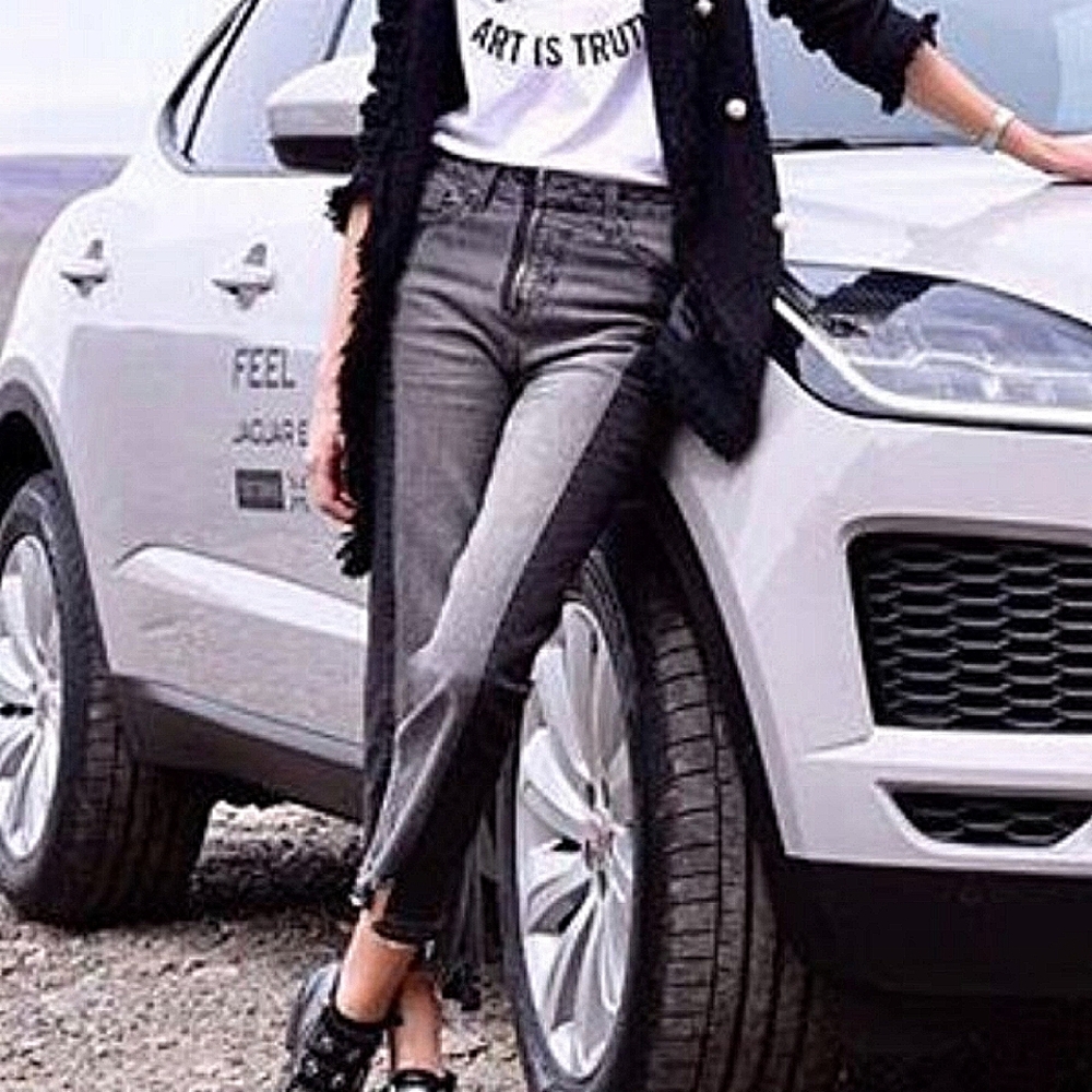 Straight Leg Two-Tone Gray Jeans